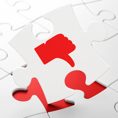 Social media concept: Thumb Down on puzzle background