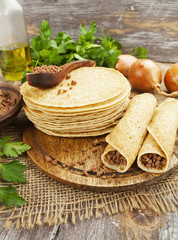 Pancakes with meat