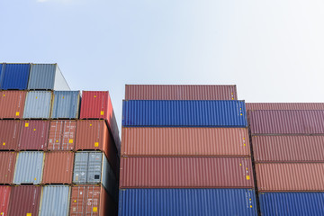 the stack of containers in the ship yard