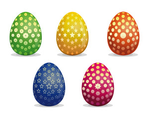 Set Easter eggs. Different patterns on Easter eggs. Easter eggs vector icon. Easter eggs isolated on white background. Easter eggs isolated vector. Easter eggs for Easter holidays design