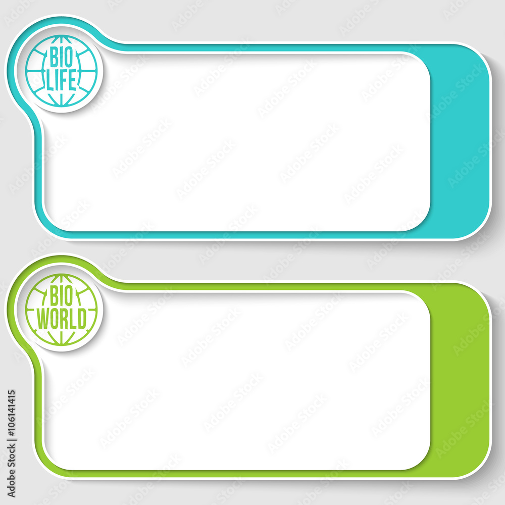 Poster two vector text boxes for your text and globe and bio icon