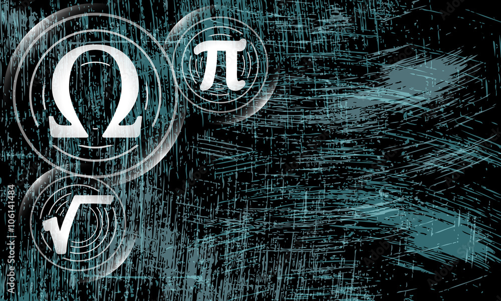 Poster vector abstract scratched background and math symbols