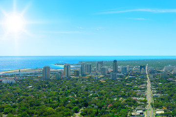 Aerial view of oceanfront small city downtown St. Petersburg Florida - 106141655
