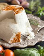 Italian ricotta cheese, vegetables and herbs