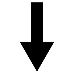 Arrow Down vector icon. Style is flat icon symbol, black color, white background.