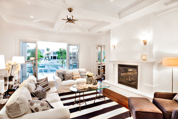 Beautiful sofa set with a glass table in the center