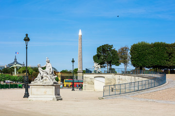 Tuileries Garden with The Luxor Obelisk in the summer morning, P