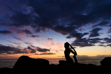 Sunset yoga on Tenerife beach