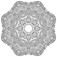 Hand drawn artistic ethnic ornamental patterned floral frame in 