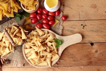 Corn snack and chips corn raw delicious.