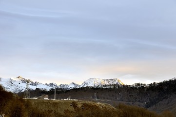 Winter landscape of ski resort in Sochi