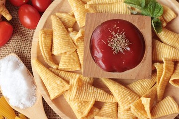 Corn snack and chips corn raw delicious.