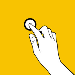 Finger pressing a button - hand outline