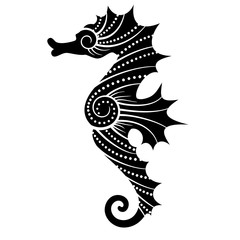 stylized black seahorse