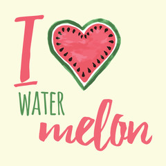 Vector print with watermelon and lettering. Typographic printable banner for summer design.