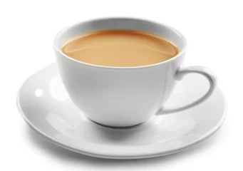 Printed kitchen splashbacks Tea Porcelain cup of tea with milk isolated on white background