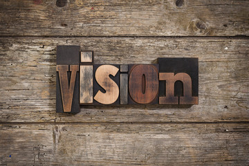 vision written with letterpress type