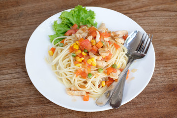 spaghetti on the table