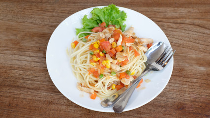 spaghetti on the table