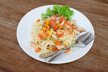 spaghetti on the table