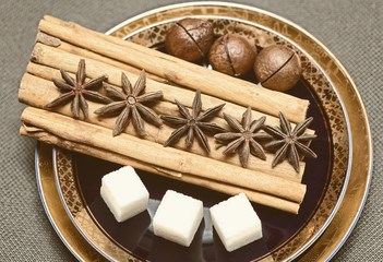 cinnamon sticks, star anise, rock sugar, macadamia nuts