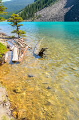 Majestic mountain lake in Canada. Moraine Lake in Alberta, Canada.