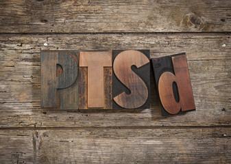 PTSD written with letterpress type