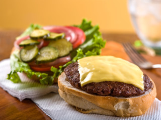 Open face cheeseburger