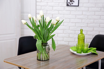 Dining table in home interior