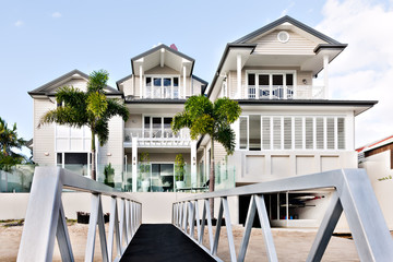 Beautiful luxury house with attractive design showing wooden ent