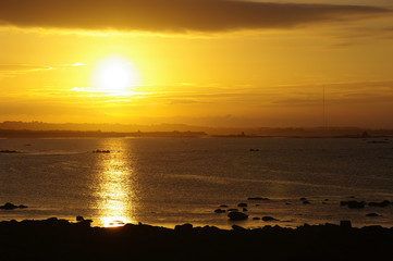 F, Bretagne, Finistère, Plouescat, Sonnenuntergang