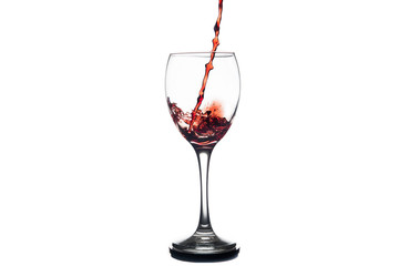 red wine splash in glass