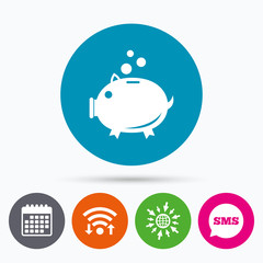 Piggy bank sign icon. Moneybox symbol.