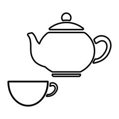 teapot and cup thin line icon