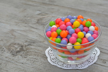 Transparent plate full of dragee