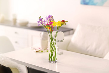 Beautiful comfortable modern interior with table and chairs