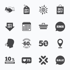 Sale discounts icon. Shopping, deal signs.