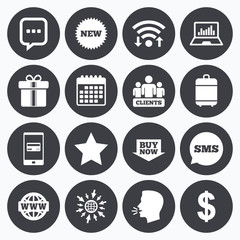 Online shopping, e-commerce and business icons.