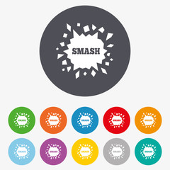 Cracked hole icon. Smash or break symbol.