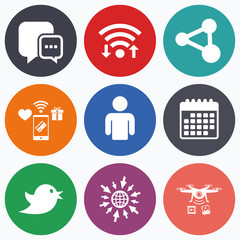 Social media icons. Chat speech bubble and Share