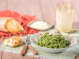 Pasta with Pesto Sauce/Tallarines Verdes