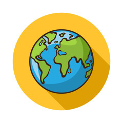 Earth icon.Vector Earth icon isolated with shadow.Hand draw Earth vecto r.Vector Earth icon isolated on background