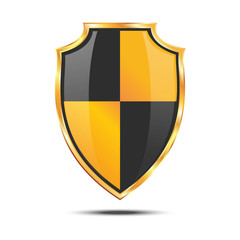 Metallic black and yellow golden shield