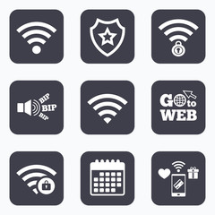 Wifi Wireless Network icons. Wi-fi zone locked.