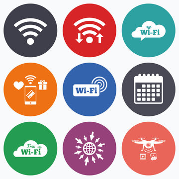 Wifi Wireless Network icons. Wi-fi speech bubble