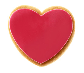 Valentine heart cookie isolated on white