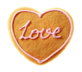 Valentine heart cookie isolated on white