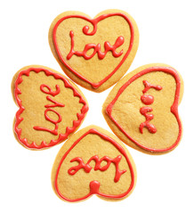 Valentine heart cookies isolated on white