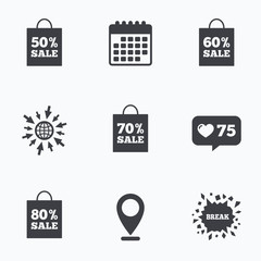 Sale bag tag icons. Discount symbols.