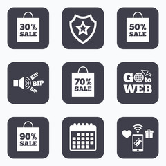 Sale bag tag icons. Discount symbols.
